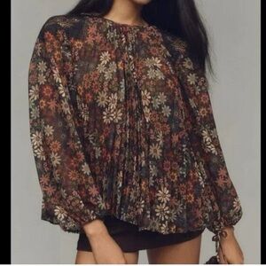 Stunning for Fall- FARM Rio for Anthropologie Floral Sheer Blouse